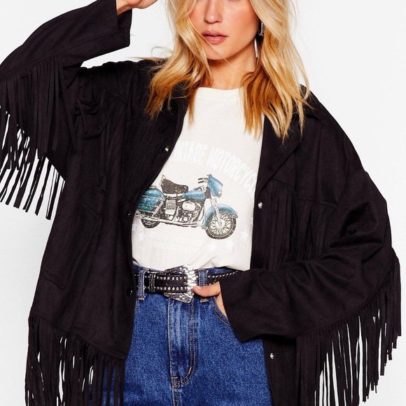 Nasty Gal Jackets & Blazers - Nasty Gal Faux Suede Fringe Jacket